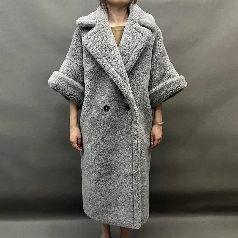 2024 New Design Winter Long Wool Coats Lady Fashion Thick Warm Teddy Coat Outerwear Oversize