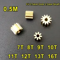 0.5M Modulus 7T 8T 9T 10T 11T 12T 13T 16T Teeth Metal Brass Gear for Spindle Transmission Gear Fit 1mm 1.5mm 2mm 2.3mm Shaft