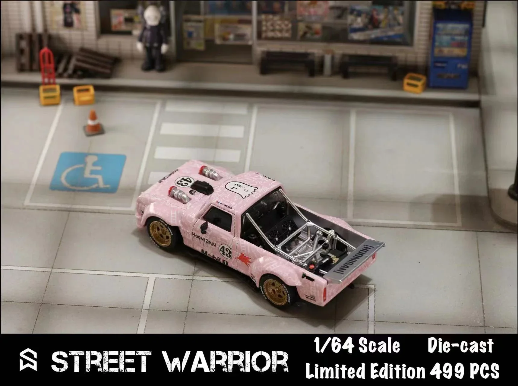 머스탱 호니콘 RTR 트럭, 로스앤젤레스 핑크 블록 43 다이캐스트 모델 자동차, SW 1:64 1965