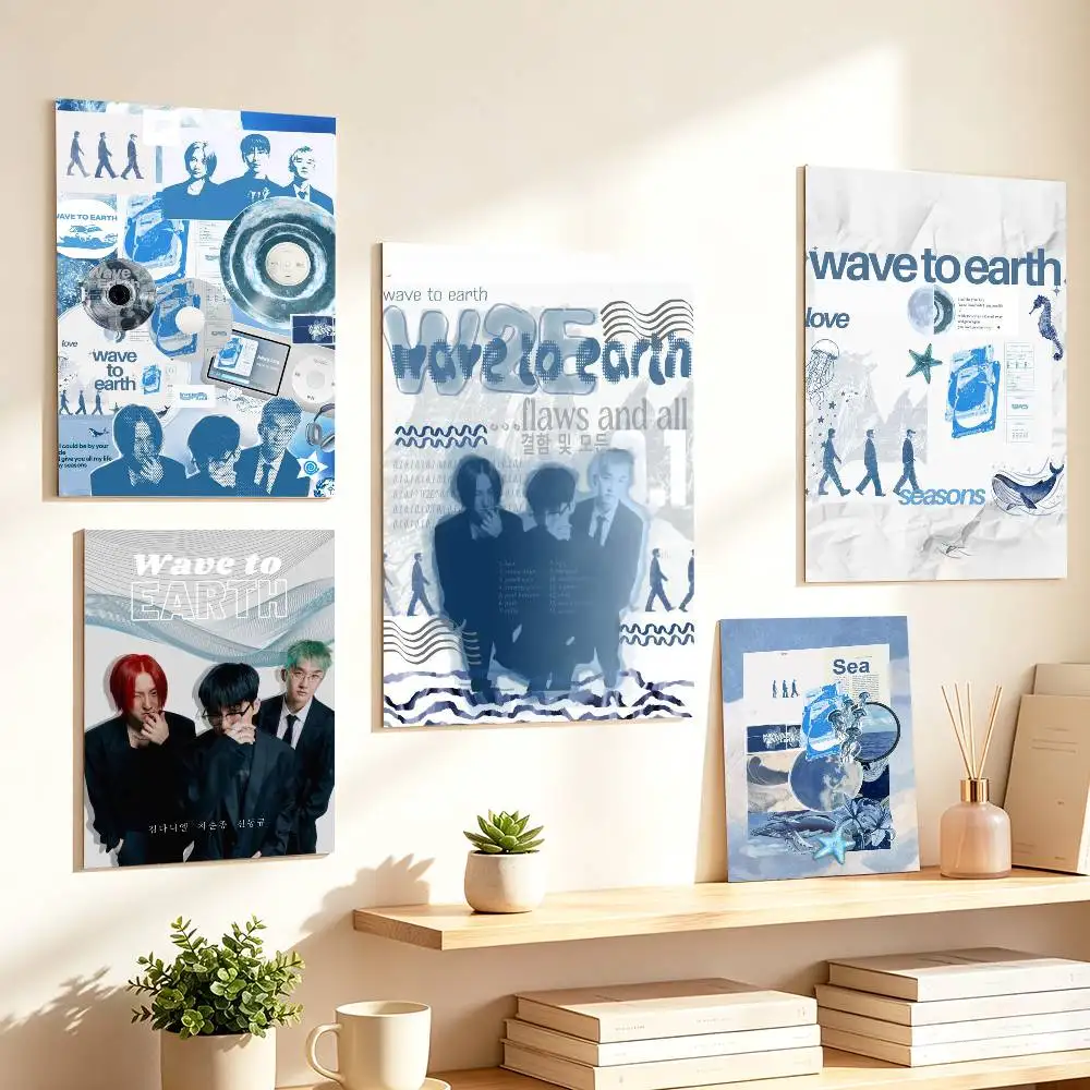 W-Wave To Earth Summer Flows Poster HD Self Adhesive Waterproof Wall Art Ideal for Home Office Dorm Gift