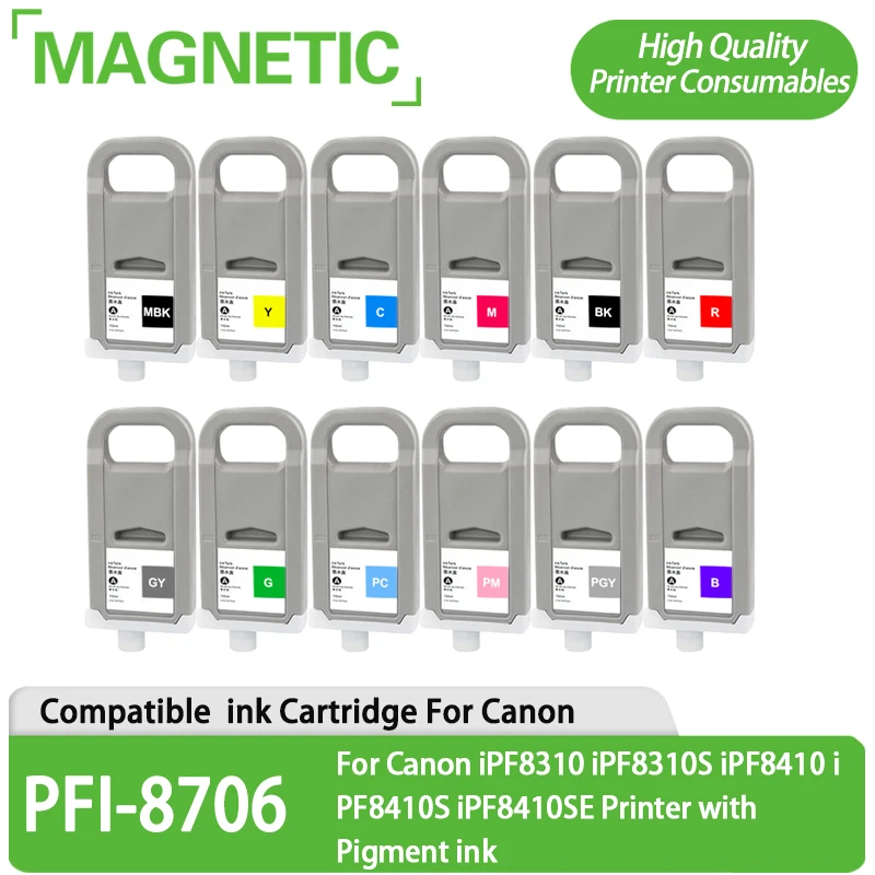 

PFI8706 PFI-8706 ink Cartridge 700ml Compatible for Canon iPF8310 iPF8310S iPF8410 iPF8410S iPF8410SE Printer with Pigment ink