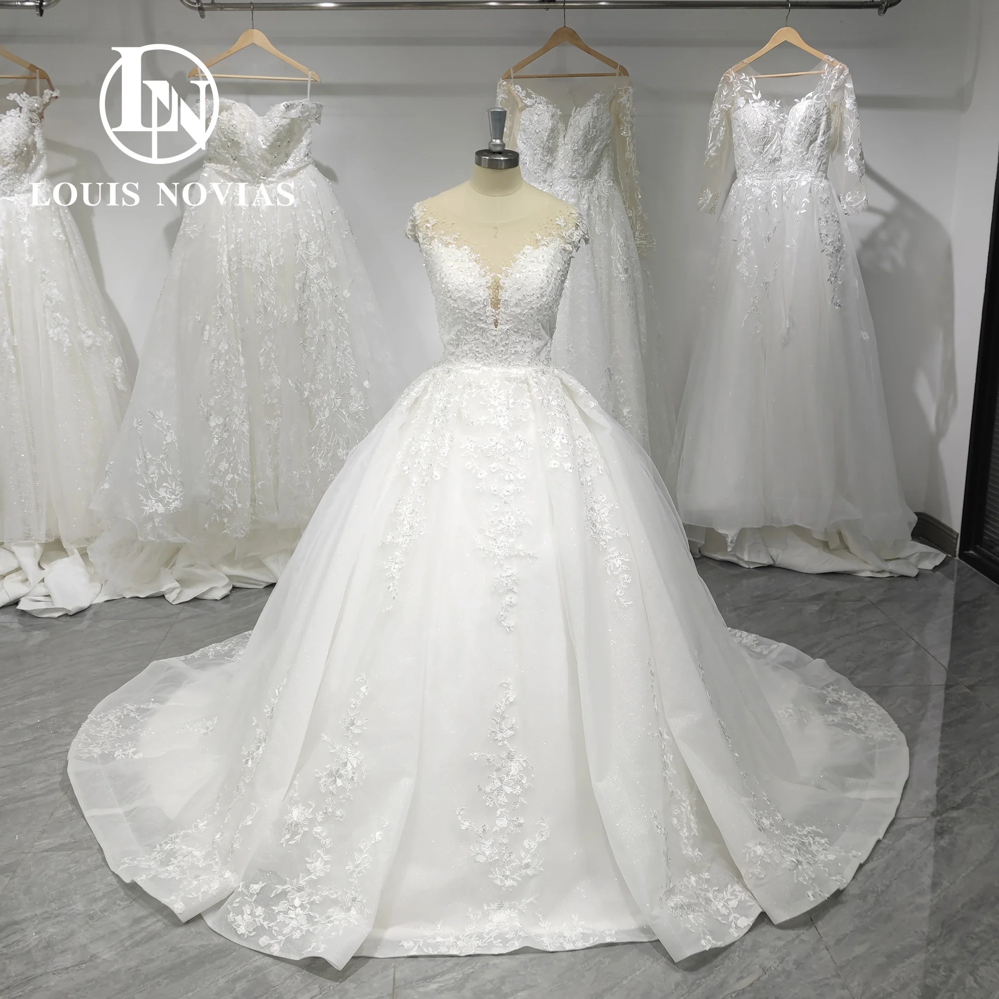 

LOUIS NOVIAS бальное платье свадебные платья для женщин реальные фотографии милая вышивка бисером свадебное платье трапециевидной формы Vestidos De Novia