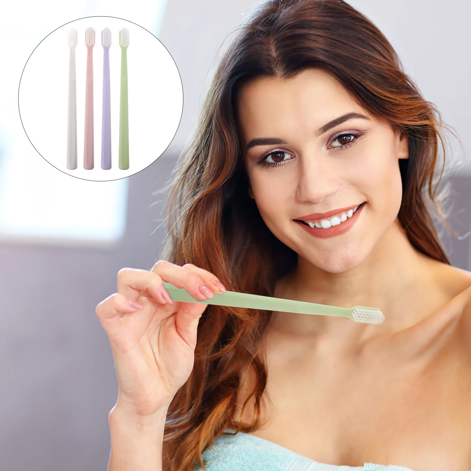 8 قطعة شعيرات ناعمة مجموعة فرشاة الأسنان المحمولة خفيفة الوزن القمح القش فرشاة الأسنان قبعات للتخييم العمل المدرسة النظافة