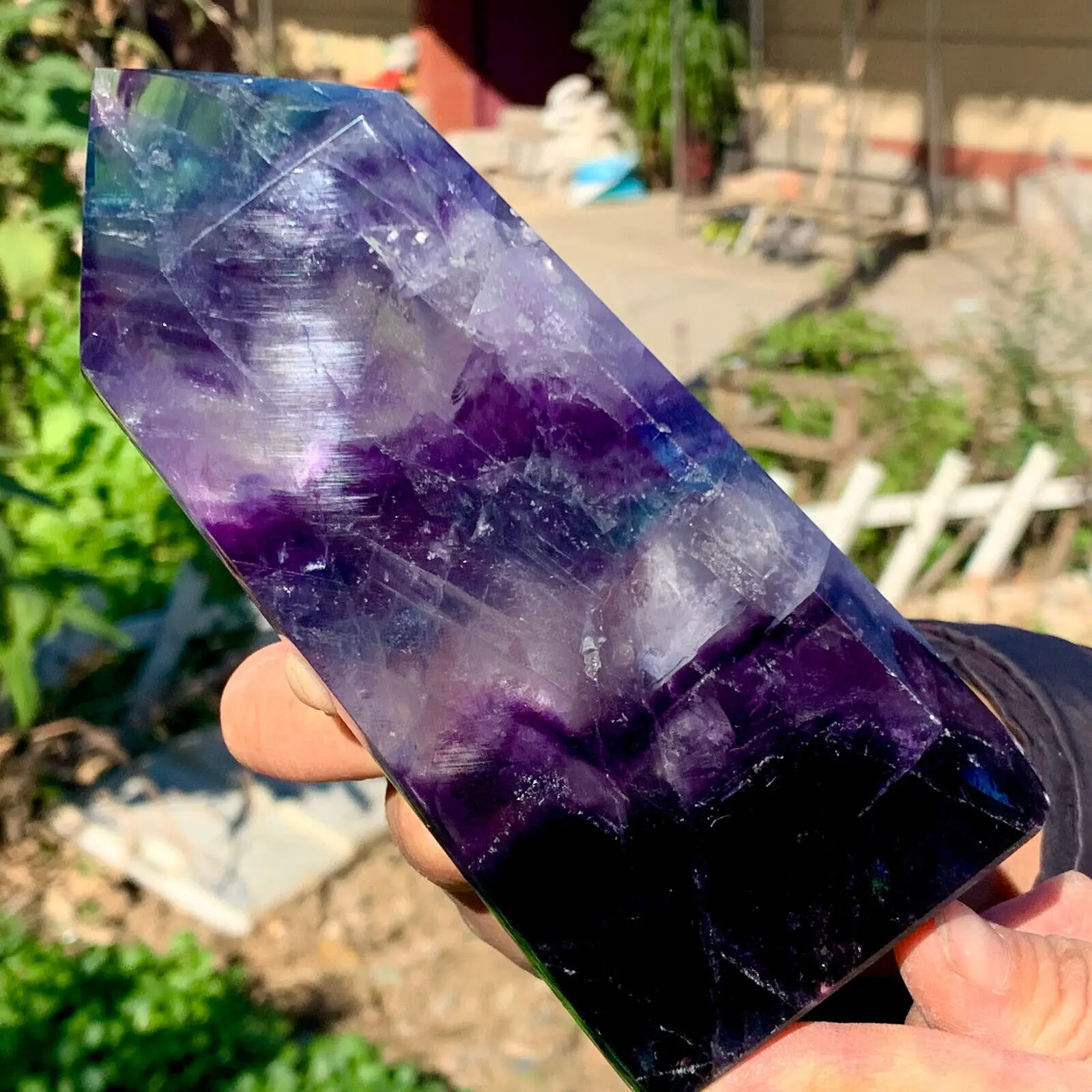 Natural Fluorite Obelisk Quartz CrystalWand Point Realistic Healing