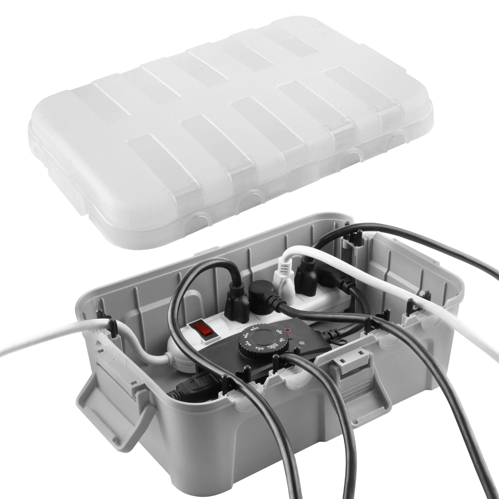 

Weatherproof Extension Cord Cover Large Outdoor Electrical Box IP54 Waterproof Box with Clear Cover for Timer Power Plugs Socket