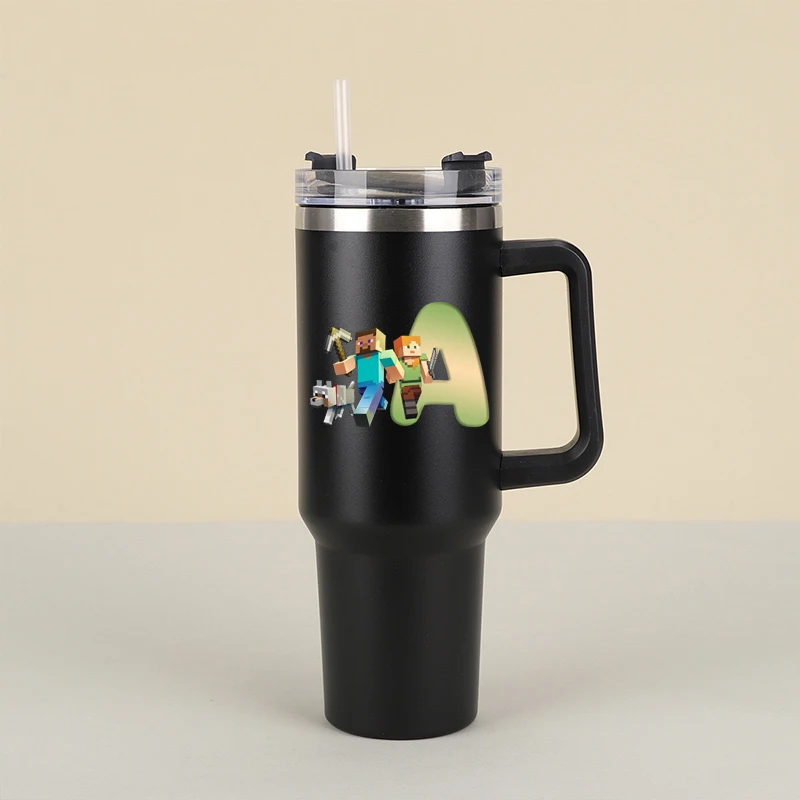 

Large Capacity Insulated Cup 304 Stainless Steel Minecrafted Ice King Cup Children Cartoon Straw Cup with Handle Birthday Gifts