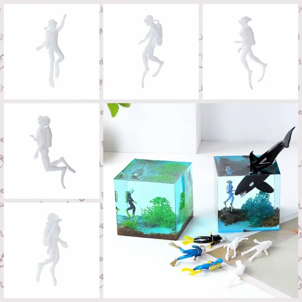 

Decorative Diver Action Figures Model 3D Plastic Micro Landscape Diver Model Unpainted White Diver Figurine Toys Home