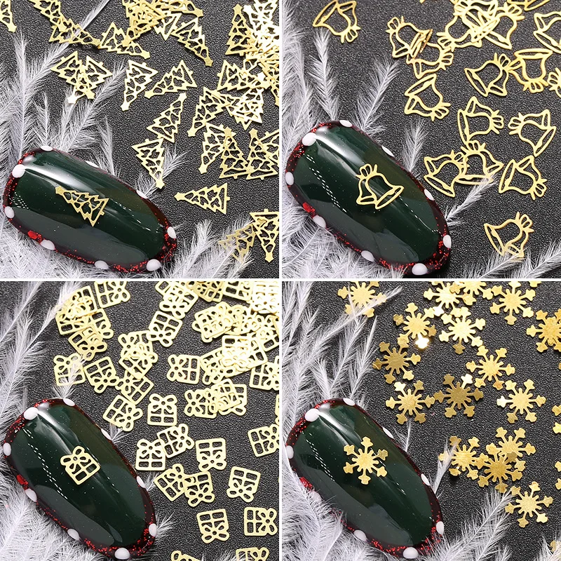 100Pcs/Lot Japanese Nail Art Christmas Series Metal Computer Sheet Ultra-thin Gold Snowflake Gift Santa Claus K Gold Sheet