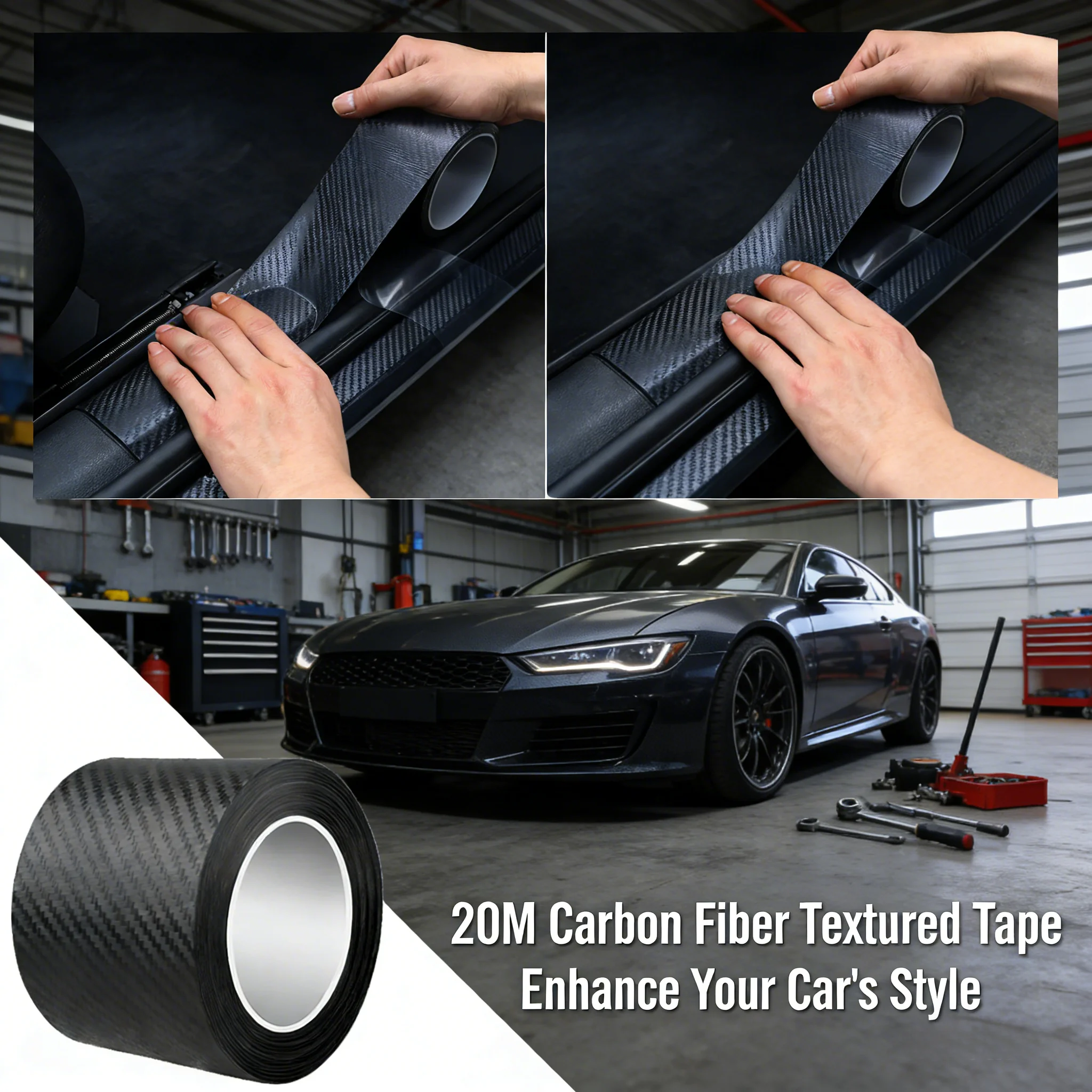 1-10m Nano Carbon Fiber Car Door Protect Tape Body Vinyl Wrap Black Sticker  3D 5D Auto Foil Protector Cover Film Wrapping