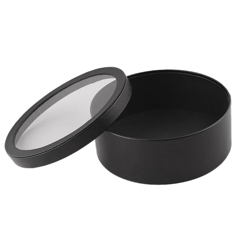 Round Box Leather Craft Box Visible Gelatin Gift Box Display Case Organizer for Valentine's Day