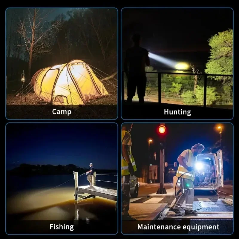 Imagem -06 - High Power Led Solar Searchlight Lanterna Recarregável Usb Double-head Spotlight Ultra-longa Distância de Iluminação para Camping