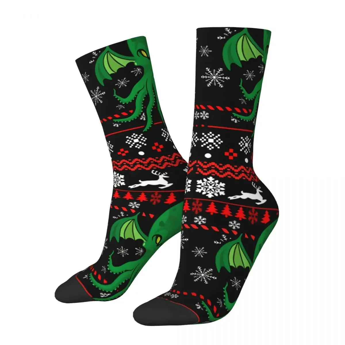 Funny Crazy Sock for Men Cthulhu Ugly Xmas Hip Hop Harajuku Alien Seamless Pattern Printed Boys Crew Sock Novelty Gift