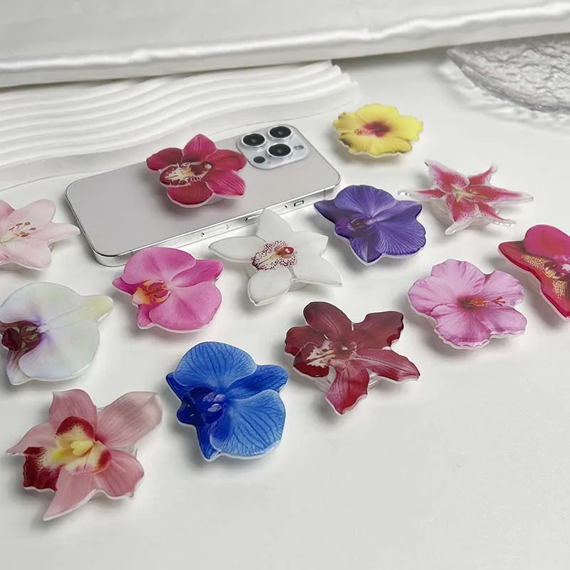 Cute Phalaenopsis Phone Holder Socket Grip Network Hot Talent Recommendation Foldable Cymbidium Phone Bracket For IPhone 16 view 6