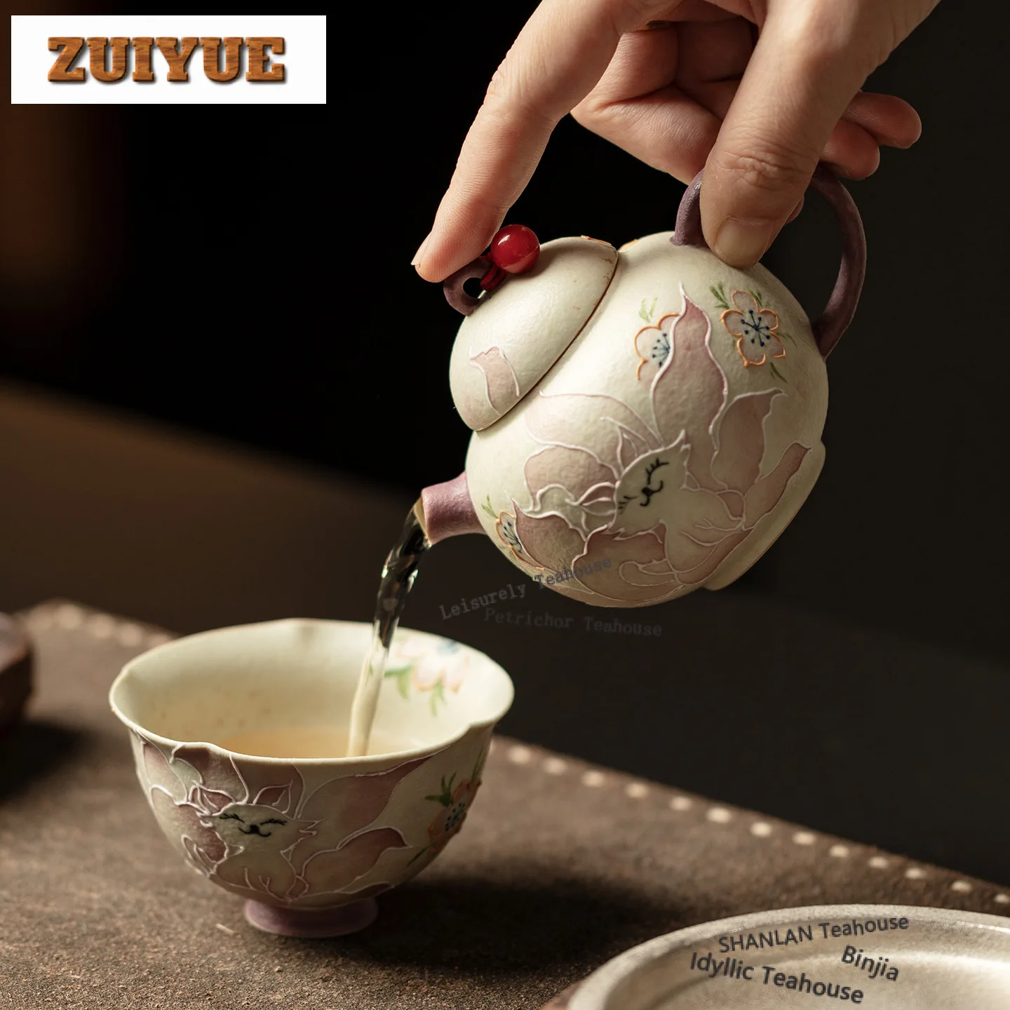 145ml Hand-painted Nine-tailed Fox Teapot Boutique Tea Infuser Pot Tea Making Kettle With Strainer Teaware Accessories Craft