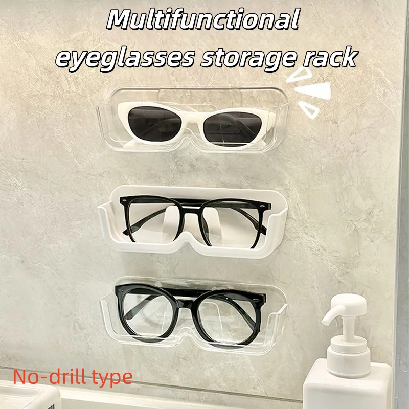 3-Pack No-Drill Eyeglass Storage Racks, Self-Adhesive Wall-Mounted Eyeglass Holders, Space-Saving Sunglasses Organizers