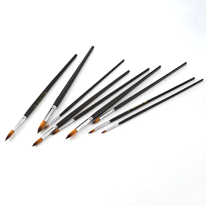 9 Pcs/Set Nylon Watercolor Brush Set DIY Watercolor Painting Oil Painting Acrylic Painting Round Long Handle Brush Art Supplies