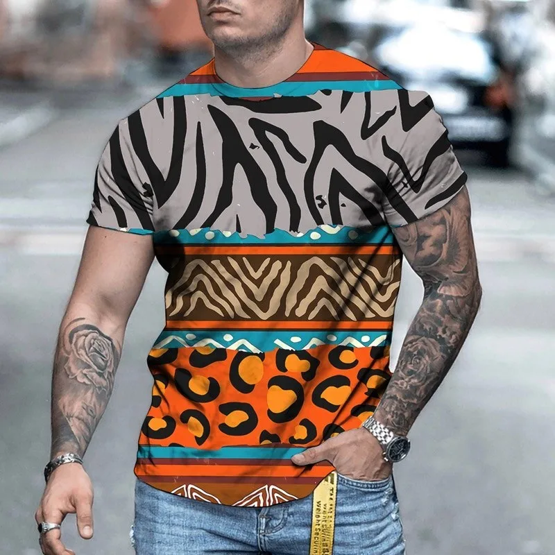 Tribal Totem Pattern 3d Printed T-Shirt Summer Men's T-Shirt Fashion Round Neck Short Sleeve Outdoor Sports T-Shirt Quick Drying