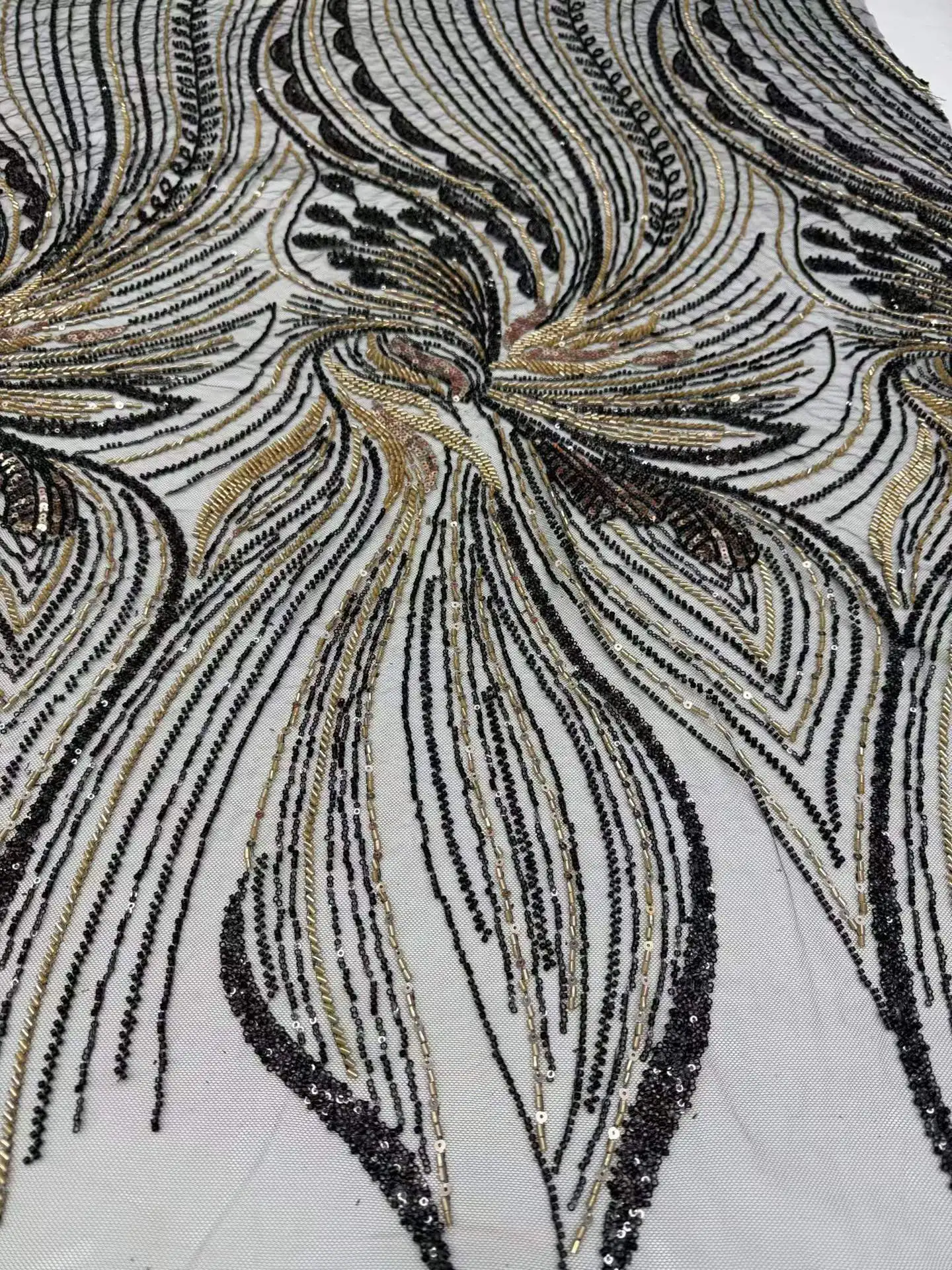 

Luxury Fabric 5Yards With Beads Black High Quality African Tulle Lace Fabric Mesh Lace Fabric For Women Evening Dress