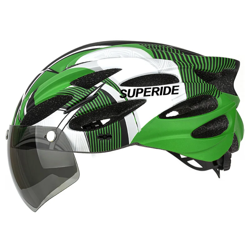 SUPERIDE Fahrradhelm für Herren und Damen, mit magnetischer Schutzbrille und Sonnenblende, Sport, ultraleicht, Rennrad, MTB, Fahrradhelm