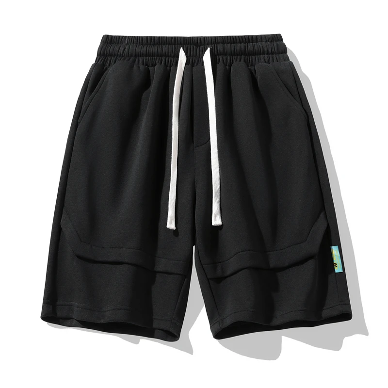 Fashion Spliced Lace Up Solid Color Casual Shorts Men's Clothing 2024 Summer New Loose Elastic All-match High Waist Knee Shorts