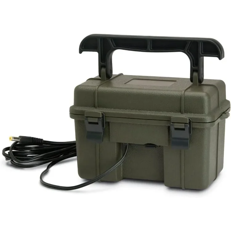 12V Battery Box Kit - Portable Compact Waterproof Sealed Battery Charging Box for Hunting Trail Cameras w/ External Power Jack