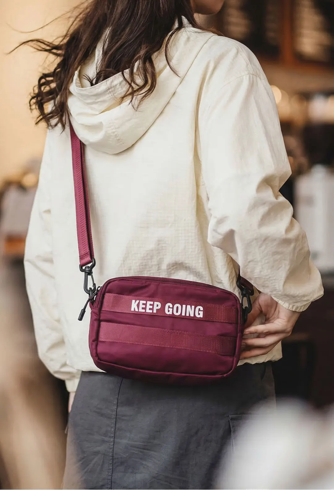 Maden Women's Wine Red Slim Side Bag Portable Small Single Shoulder Crossbody Handbag Minimal Commute Casual Light Summer  Purse