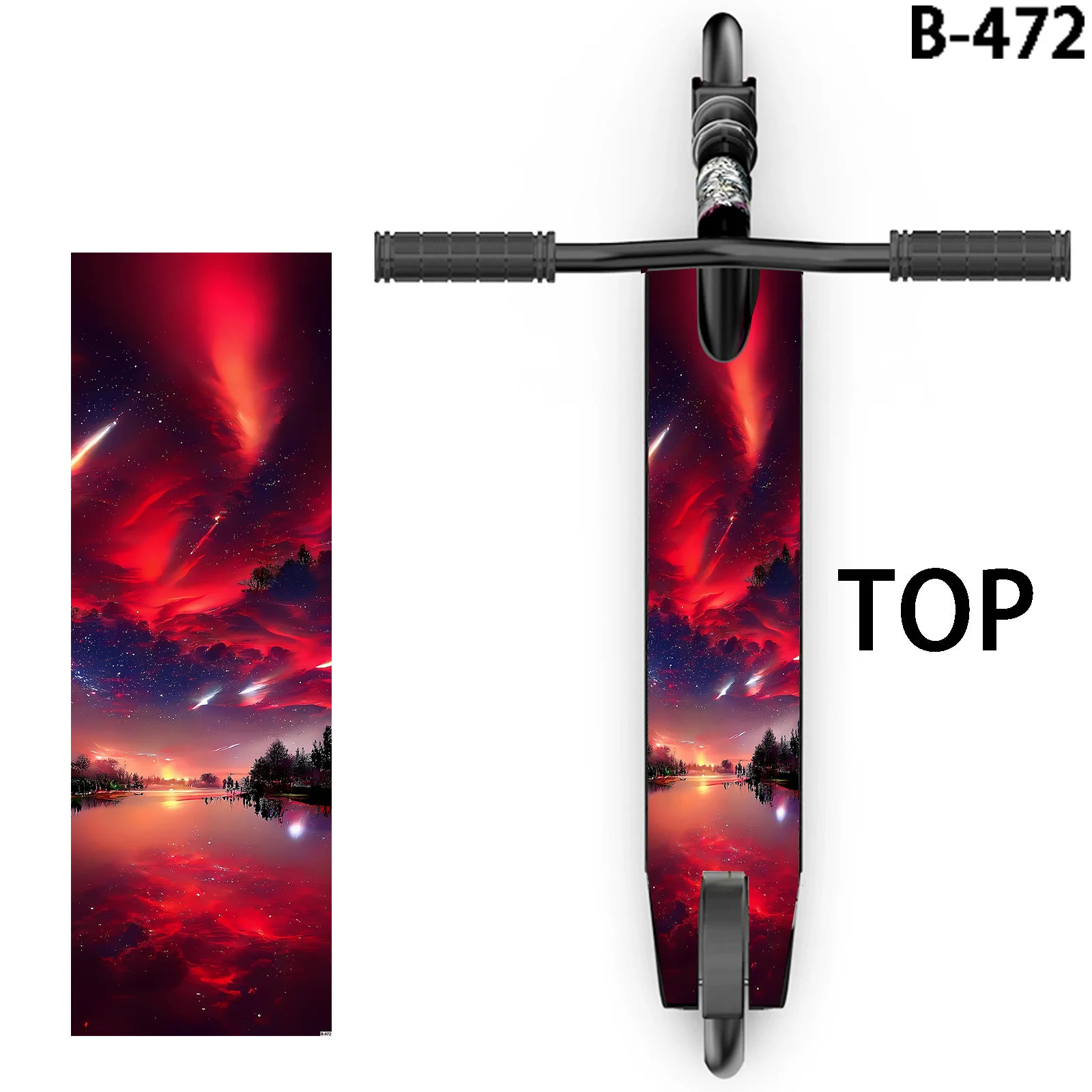 

1 Fantasy Sci-Fi Wind Red Night Starry Sky Scooter Sticker, Personalized Scooter Decoration Sticker, Scooter DIY Decoration