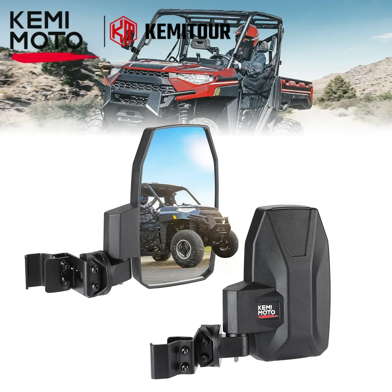 

KEMIMOTO UTV Pro-Fit Side Mirror 4.7"L x 8.3"H Compatible with Polaris Ranger 1000 900 570 XP 900 for Can-Am for Maverick Trail