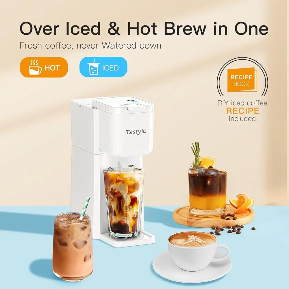 Caffettiera portatile Mini macchina per la produzione calda e ghiacciata compatibile con K-Cup e caffè macinato facile da pulire con libro delle ricette