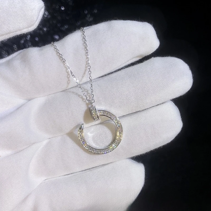 

Новый модный высококачественный кулон из стерлингового серебра 925 пробы с бриллиантами, муассанитовое ожерелье, цепочка на ключицу, свадебные украшения