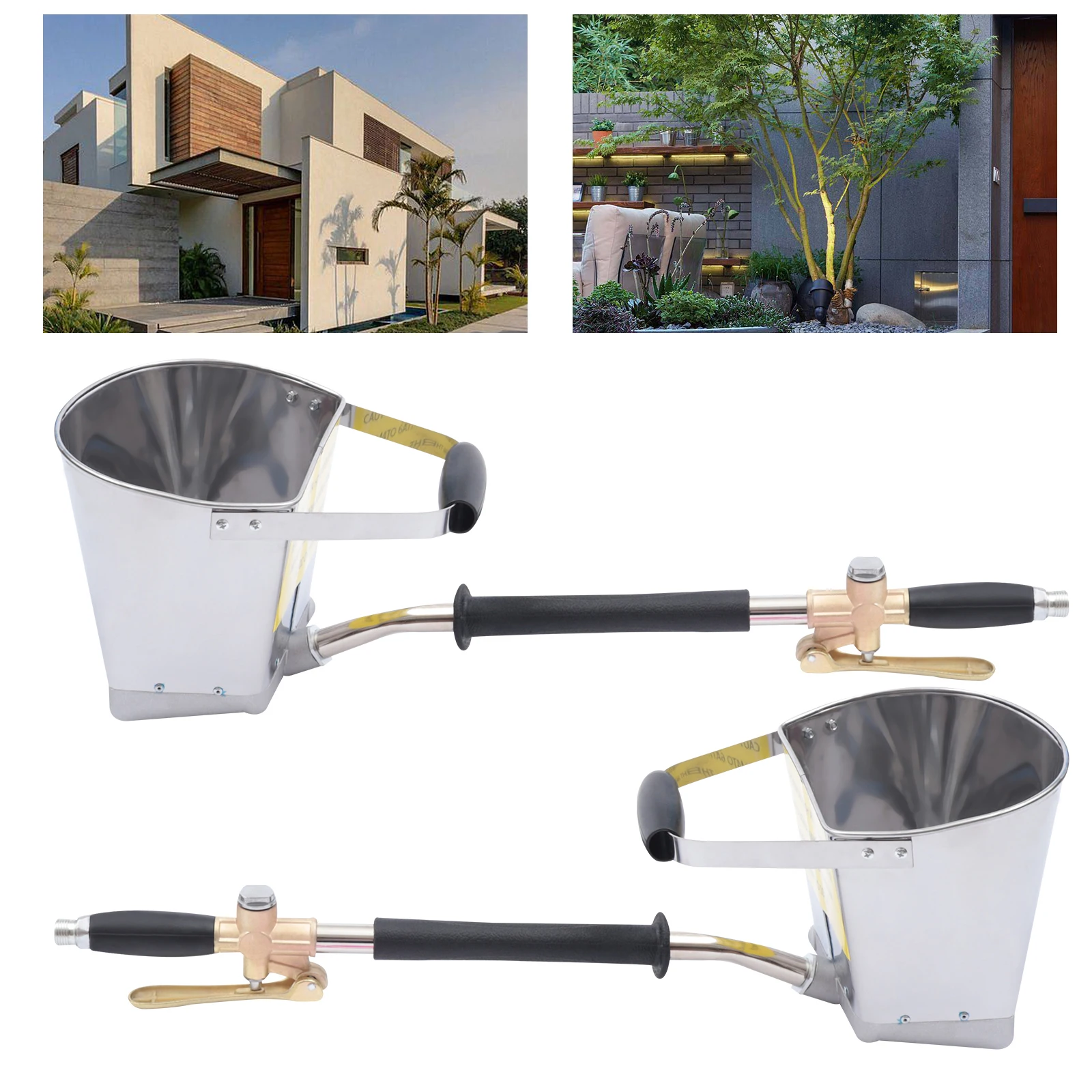 

2PC Pneumatic Cement Mortar Concrete Stucco Sprayer Hopper 4 Jet Automatic Air Paint Wall Plastering Tool