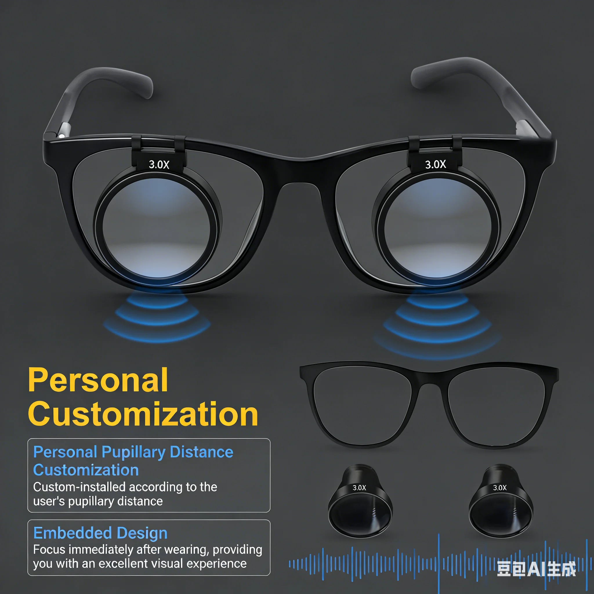 Dental Surgical Loupes 2.0X/3.0X Inset Magnifier Binocular Medical Glasses for Oral Surgery, Dentistry, Plastic Surgery