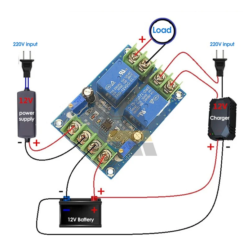 10A Power Supply Automatic Switching Module 12V Power Failure to Battery-powered Charging Control Board Emergency Breaker Parts