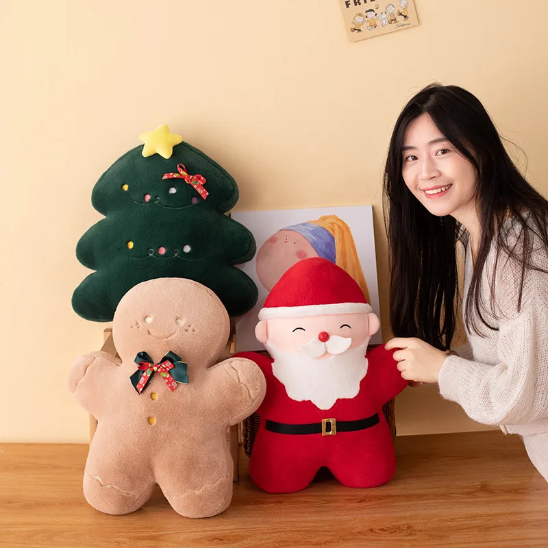 45cm Kawaii Christmas Series Santa Claus Gingerbread man Plush Toy Stuffed Soft Cute Biscuit Pillow Christmas Tree Gift Decor