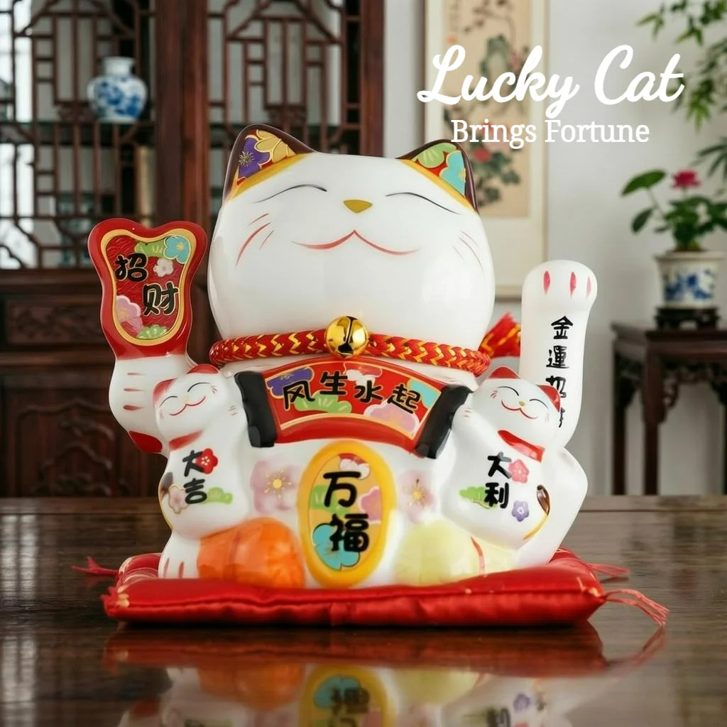 4.5 Inch Lucky Cat Creative CeramicHome Decoration Small Lucky Cat for Opening Business, Home, , Desk,Car Ornament, Holiday Gift