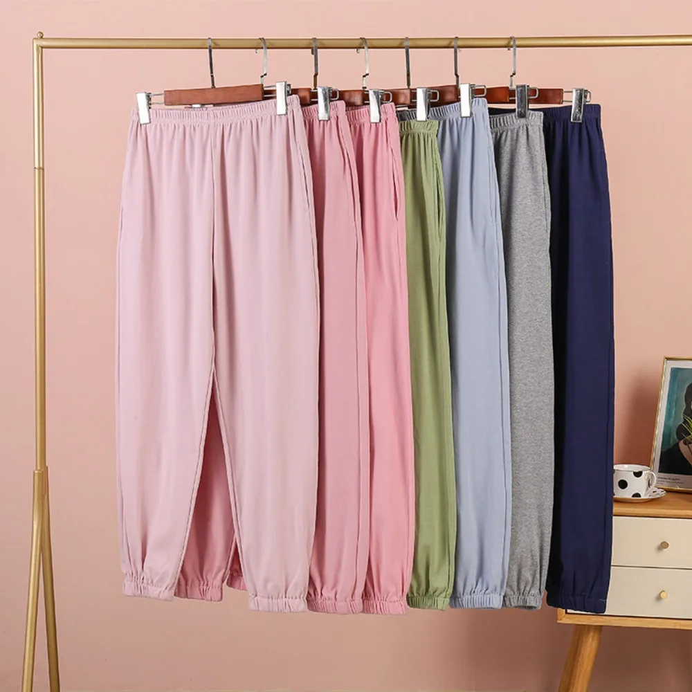 Solid Color Thin Pajamas Pants Loungewear Nightwear for Woman Home Wear New Spring Summer Sleepwear for Sleeping Pyjamas Pants