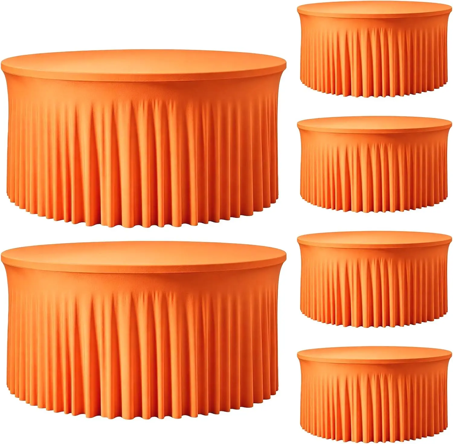 6 Pack Orange Round Tablecloth 60 Inch For 5Ft Tables Fall Halloween Thanksgiving Decor Reusable Fabric Wedding Catering Restaur