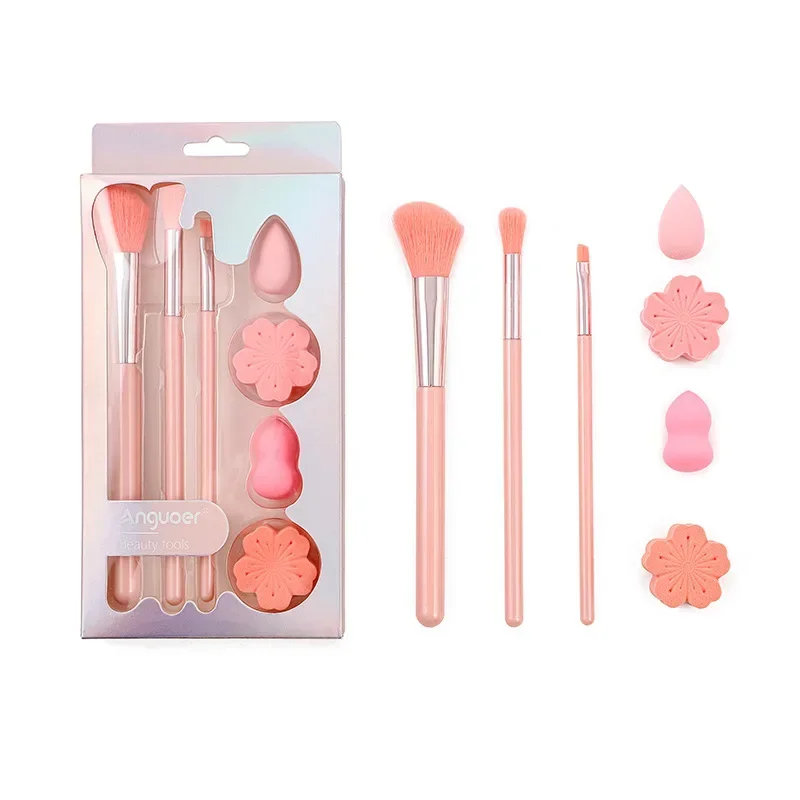 Pink Eyeshadow Powder Blusher Brush Set of 2 Mini Water Drop Beauty Egg Cherry Blossom Makeup Powder Puff Makeup Tools Sets