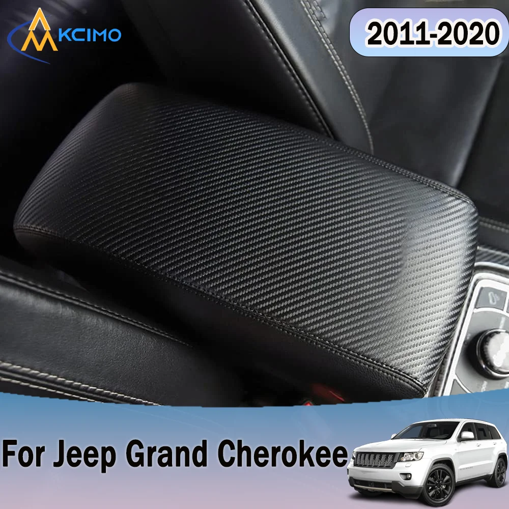 

For Jeep Grand Cherokee 2011-2020 Auto Central Control Armrest Box Cover Faux Leather Pad Anti-Scratch