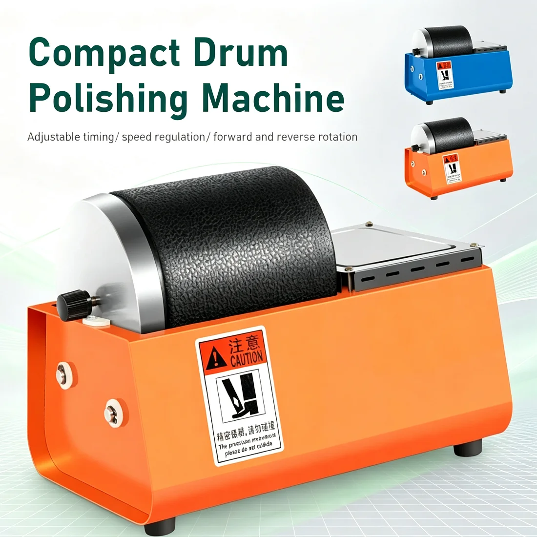 220V Compact Drum Polishing Machine with Adjustable Speed Timer Forward Reverse Rotation for Jewelry Metal Polishing DIY Craft