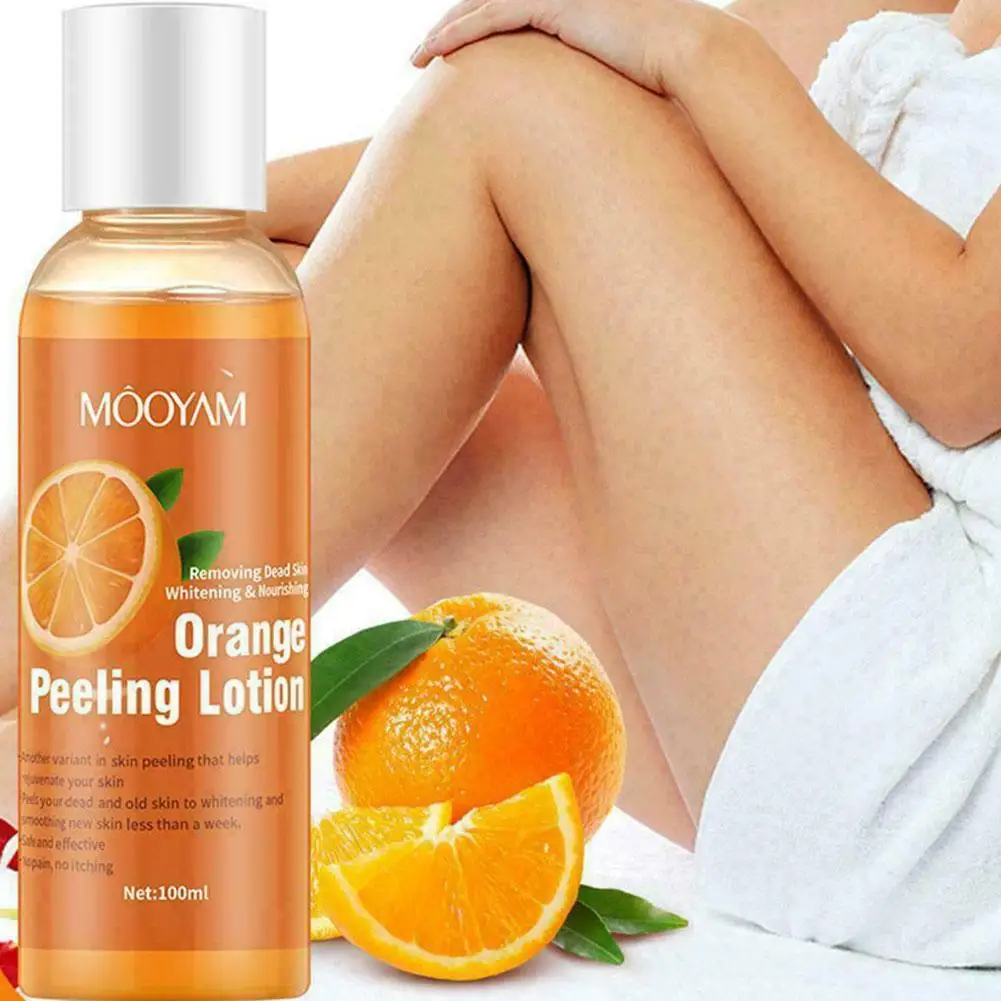 Loção Peeling Laranja para Remoção de Pele Morta Clareamento da Pele, Loção Branqueadora, Suavização Corporal, Esfoliante Str P8J1, 100ml