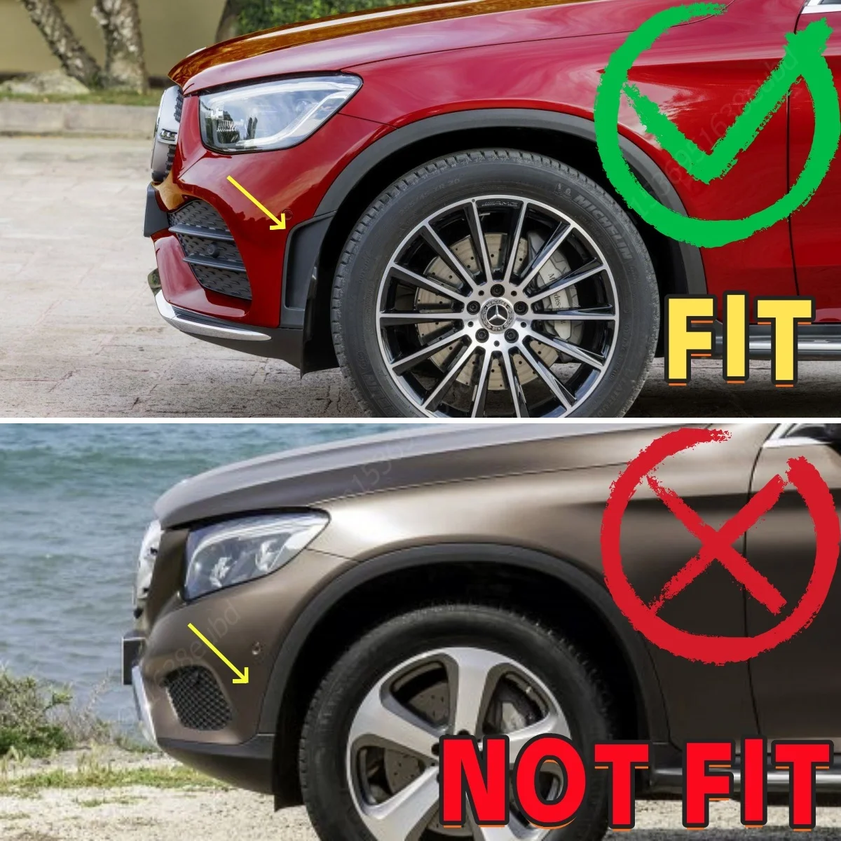 Front Bumper Wind Knife Blade For Mercedes GLC Class C253 X253  GLC260 GLC300 2020 2021 2022 Carbon Fiber Look Bumper Spoiler