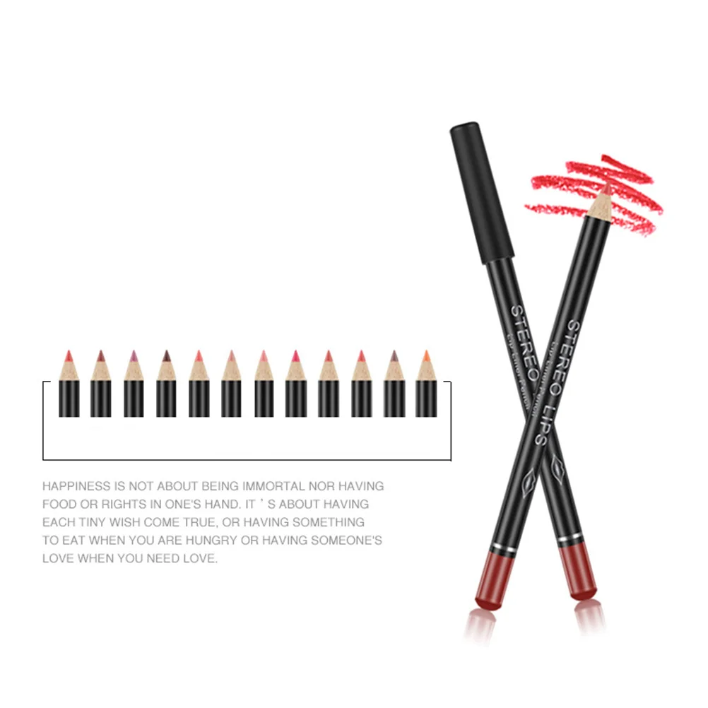 12 個防水リップライナーペンシルマット口紅ペンメイクアップリップペンシルセット滑らかな質感のふっくら唇持続色