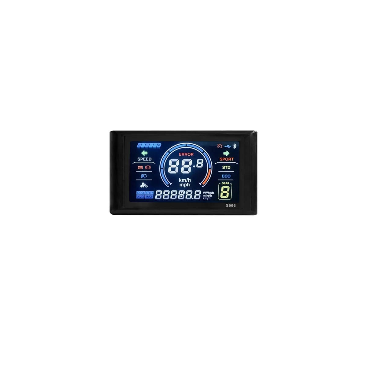 

Electric Bike Display 24V-72V Waterproof LCD Display S966 Electric Bike Controller Panel Dashboard,SM Connector