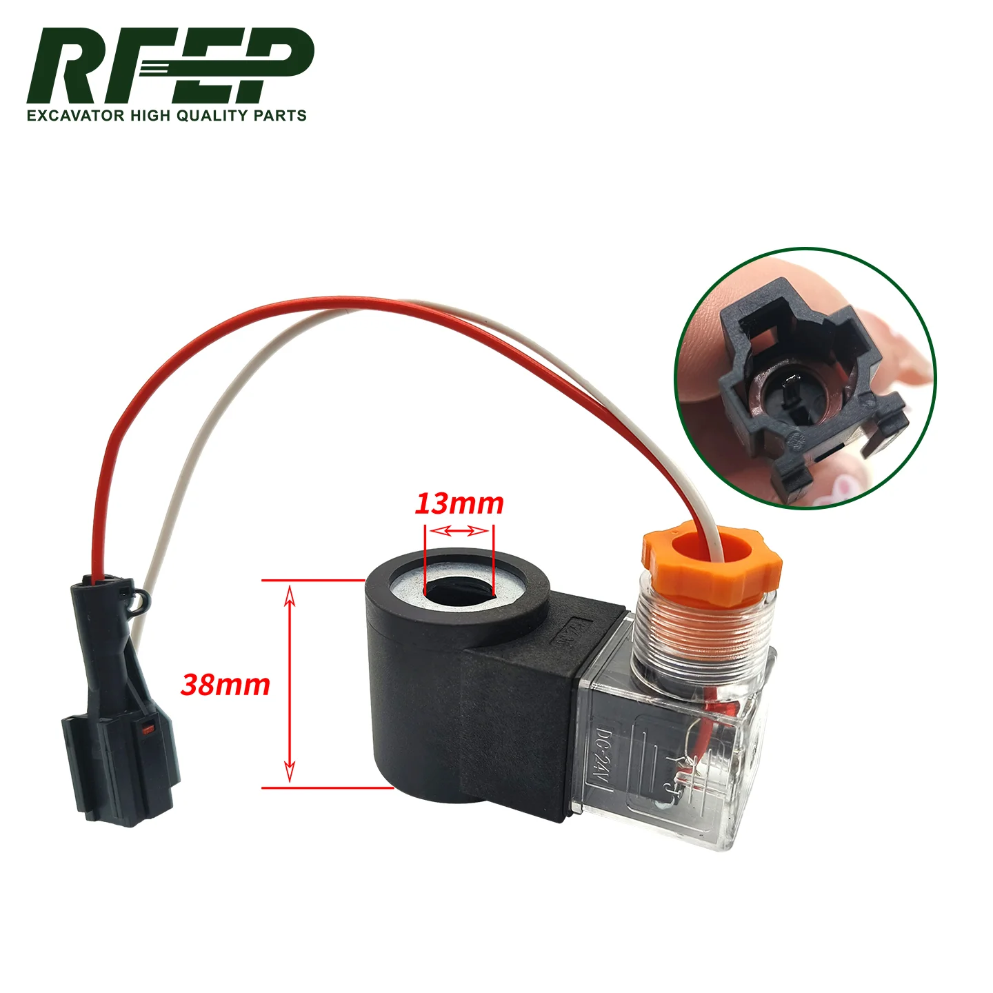 Quick Change Solenoid Valve Coil Inner Hole 13mm Height 38mm With Wire Plug Hydraulic Solenoid Coil Construction Machinery