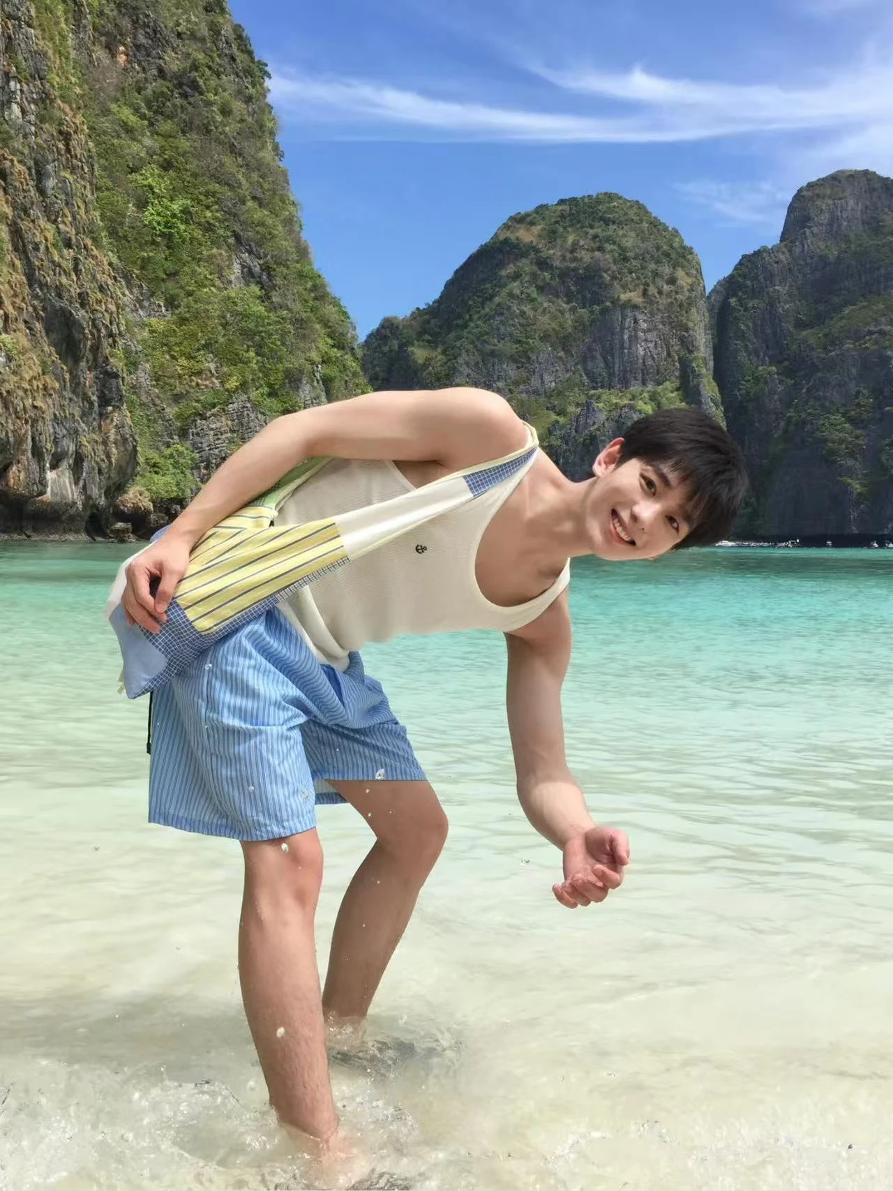 

American Sle Blue Striped Beach orts Loose Outdoor Men's Summer Faion Qui Dry Dstring Outdoor Breathable orts