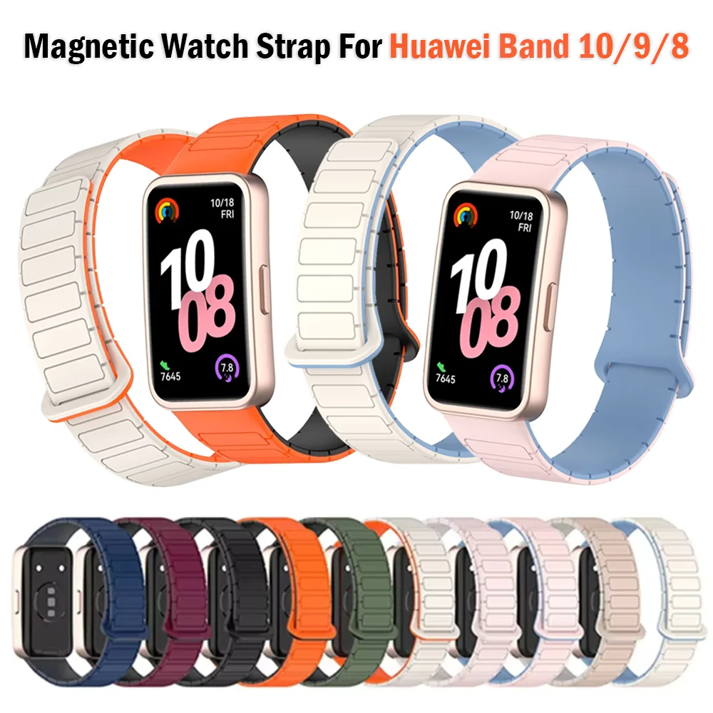 

Magnetic Strap For Huawei Band 10/9/8 Silicone Watchband Replacement Wriststrap Sport Loop Bracelet For Huawei Smartband 9 8 10