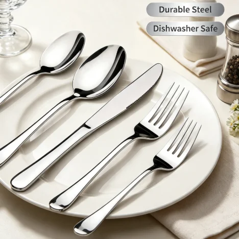 Hot Sale 1 3 5 PCS Stainless Steel Flatware Cutlery Set Mirror Finish Rust Proof For Home Restaurant Daily Dining Use Supplies