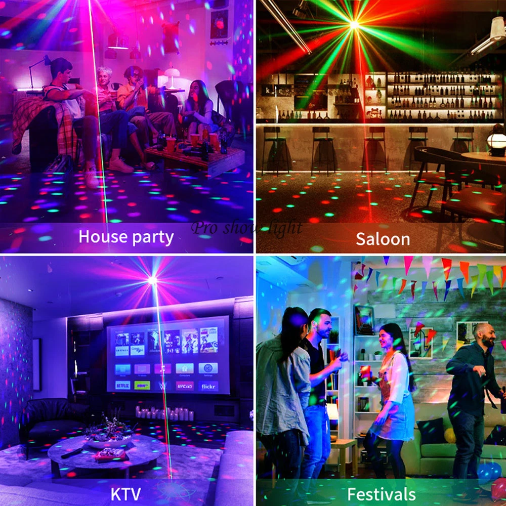 3IN1 Effetto LED Party Light Disco DJ Light con telecomando 10W LED Magic Ball Light Stage Strobe Lighting Laser Lights Proiettore