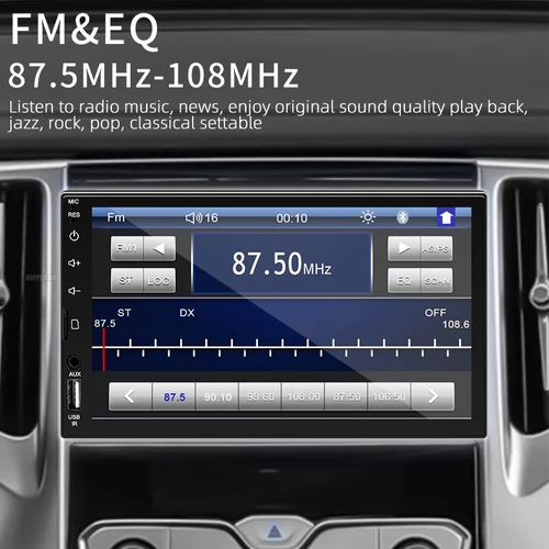 Imagen 2 del producto Radio para Auto Hippcron 1Din, Pantalla Táctil HD de 7 Pulgadas con Mirror Link, Reproductor Multimedia para Auto, Reproductor MP5, Audio, USB, TF, Bluetooth, Universal